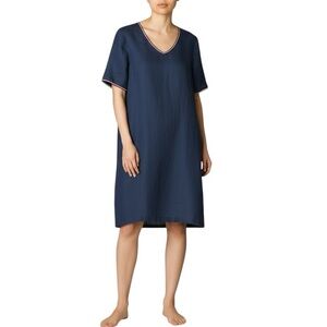 La Fee Maraboutee linen navy blue loose fit shift dress 10 excellent condition